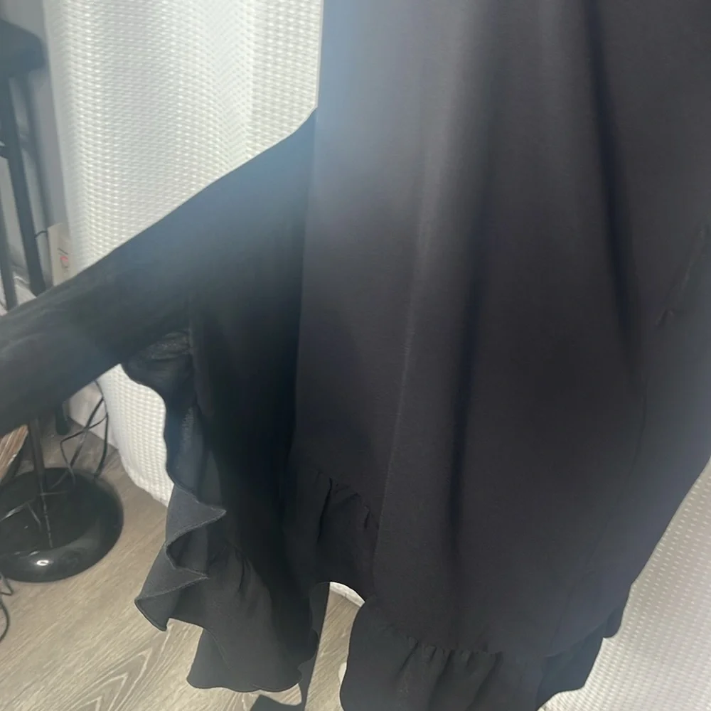 Aritzia Wilfred Ninette Crepe Faux Wrap Mini Dress Ruffles Black NWT Sz XS